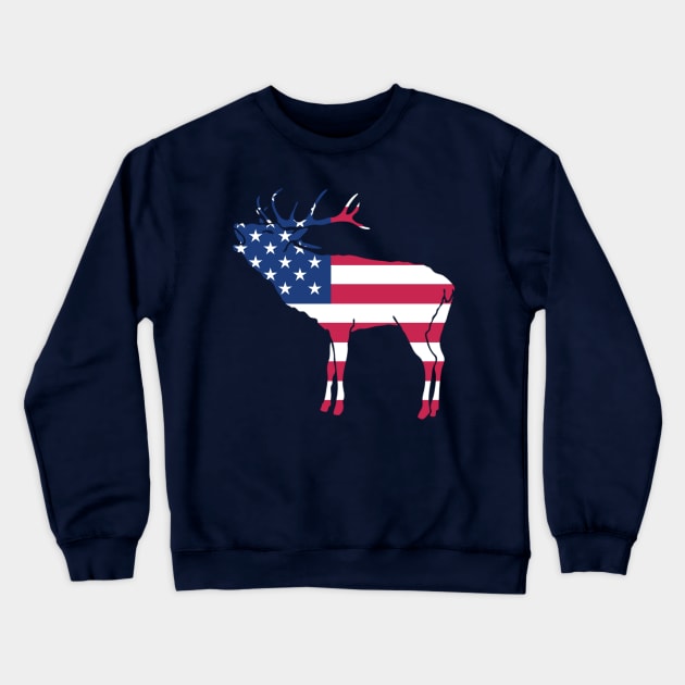 Patriotic Deer with the US Flag Crewneck Sweatshirt by RJCatch